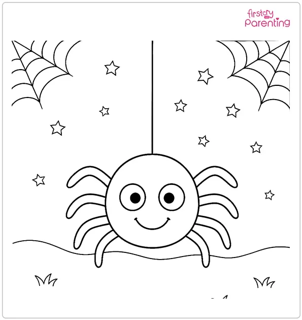 Hanging Spider Coloring Page Hanging Spider Coloring Page