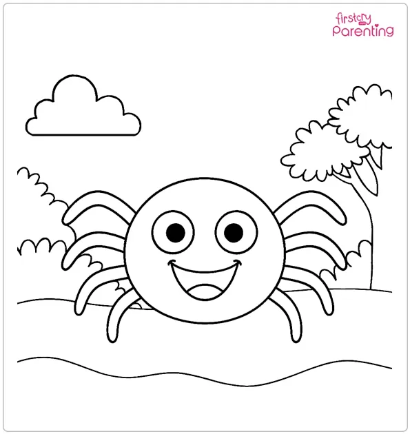 Happy Spider Coloring Page Happy Spider Coloring Page