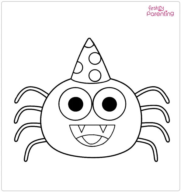 Cartoon Spider Wearing a Birthday Hat Coloring Page Cartoon Spider Wearing a Birthday Hat Coloring Page