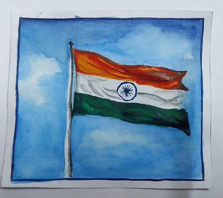 Indian Flag with Blue Sky