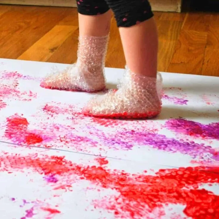 Bubble Wrap Stomp Painting