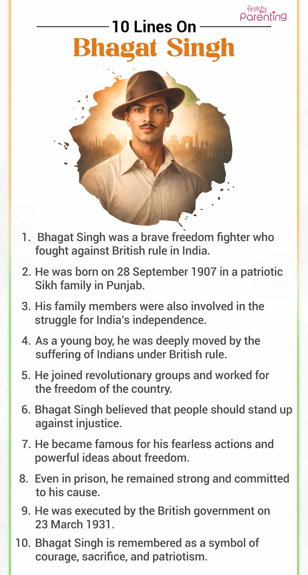 10 Lines on Bhagat Singh 10 Lines on Bhagat Singh