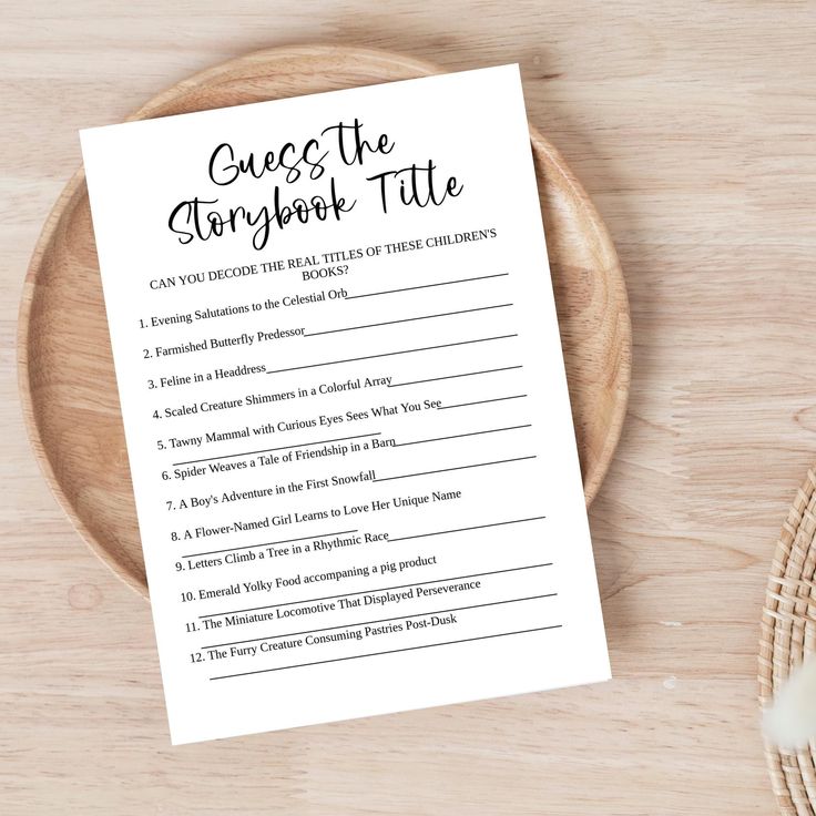 Guess the Children’s Book baby shower game