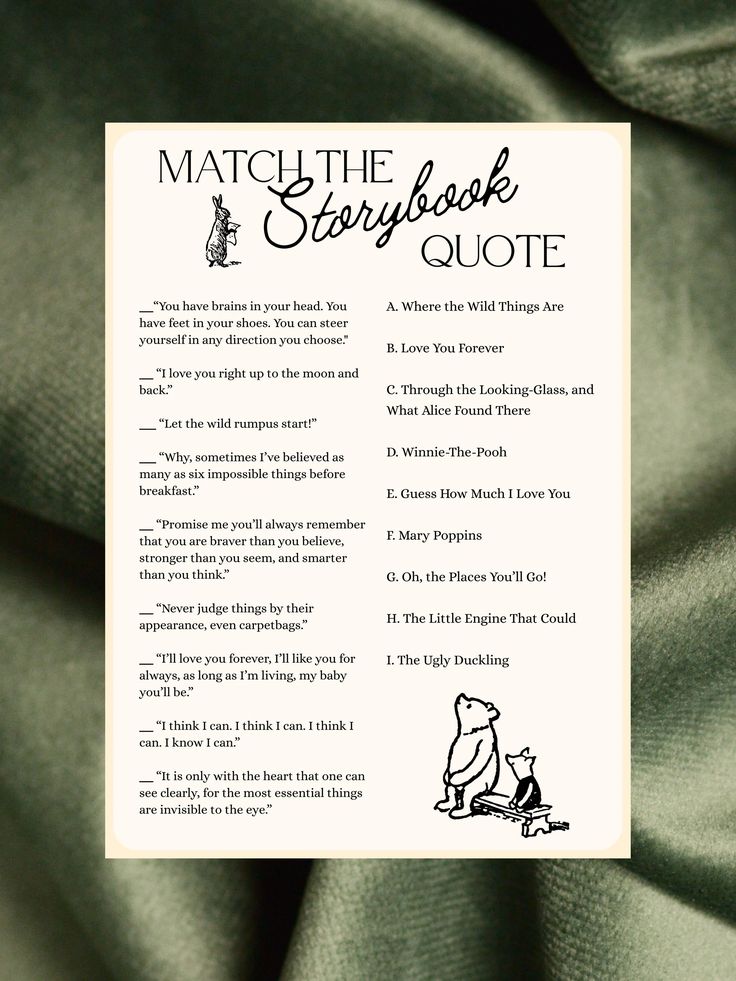 Baby Book Title Match baby shower game