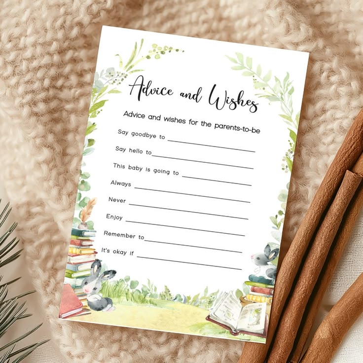 Story Time Advice Cards baby shower game