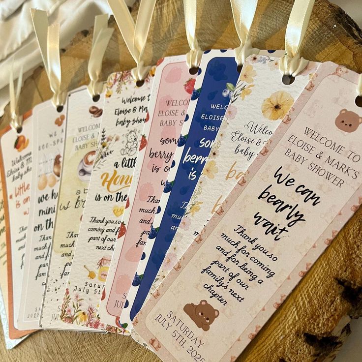 Bookmark Keepsakes baby shower favours
