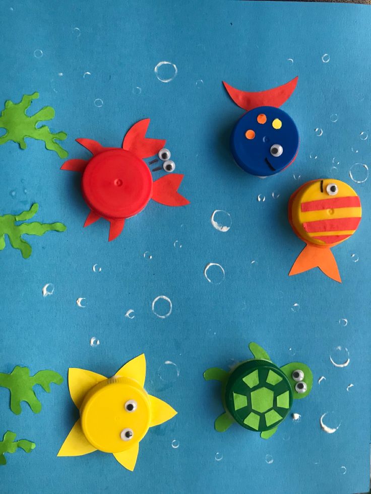 Bottle Cap Art kids summer craft