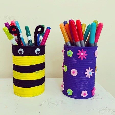 Tin Can Holder kids summer craft