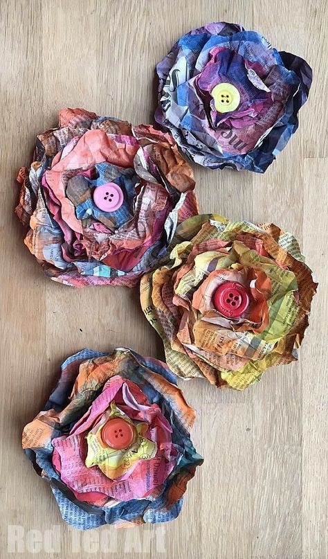 Recycled Newspaper Flowers