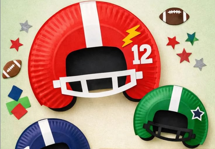 Paper Plate Football Helmets