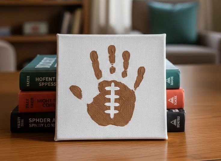 Football-Shaped Handprint Art