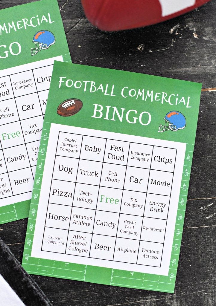 Super Bowl Commercial Bingo