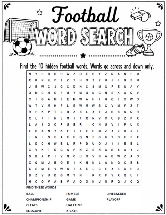 Football Word Search or Colouring Sheets