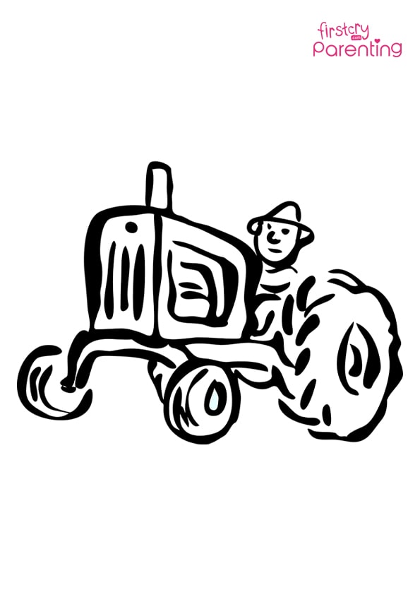 Agriculture Tractor Coloring Page