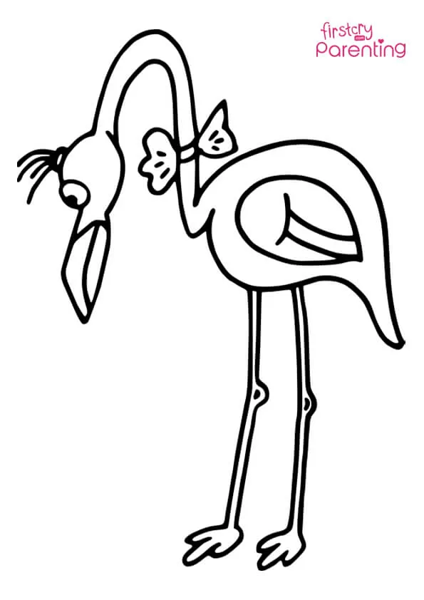 Bow Flamingo Long Neck Coloring Page Colouring Pages