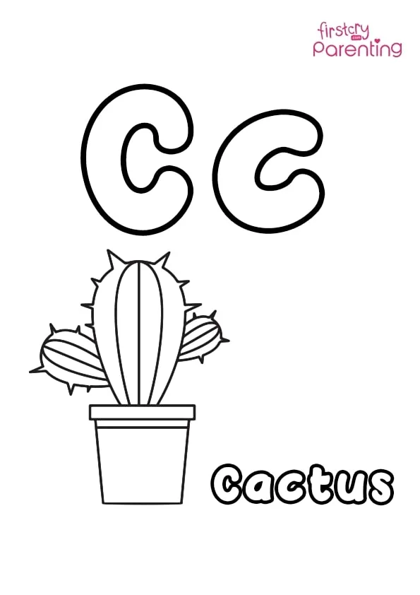 C For Cactus Coloring Page