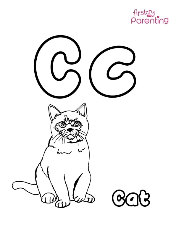 C For Cat Coloring Page