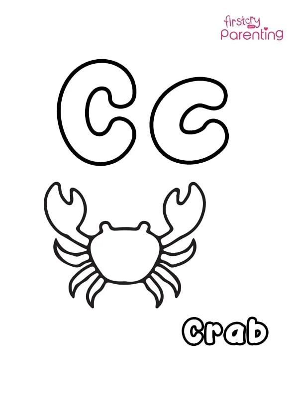 C For Crab Coloring Page