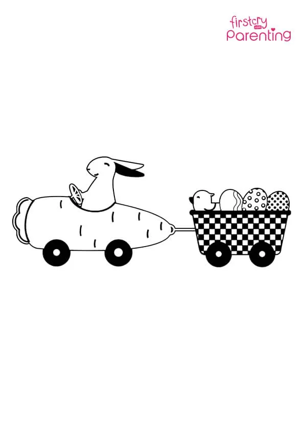 Carrot Car Easter Coloring Page