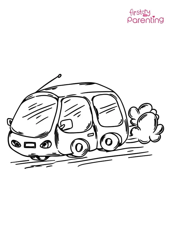 Cartoon Bus Coloring Page