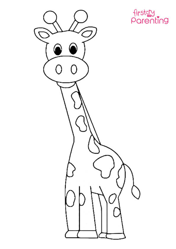 Cartoon Giraffe Coloring Page for Kids | FirstCry Parenting