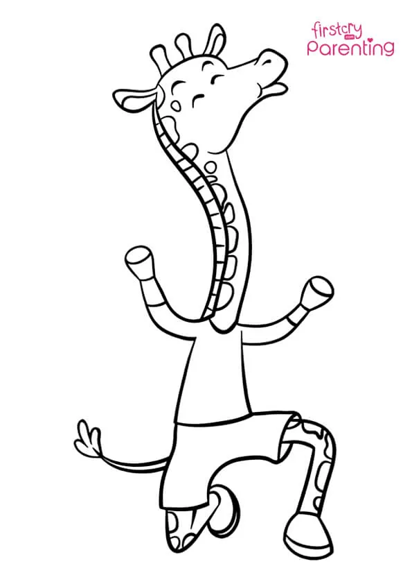 Cartoon Giraffe With Pants Coloring Page Colouring Pages