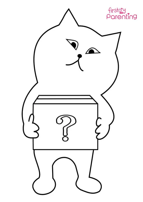 Cat With Question Box Coloring Page Colouring Pages
