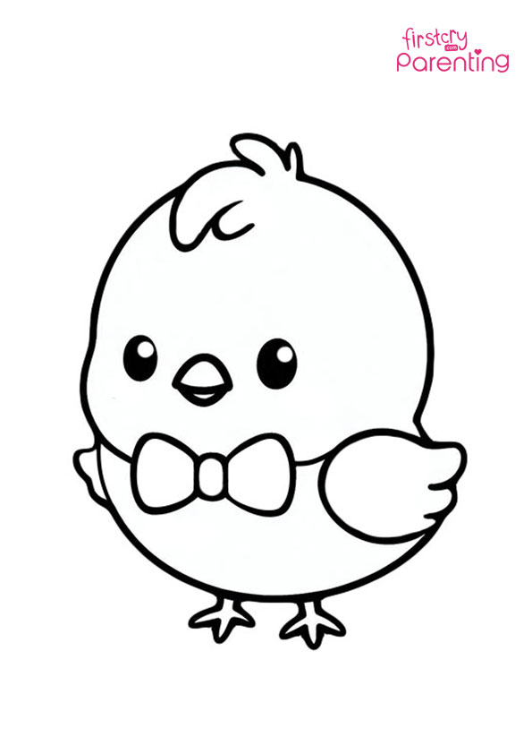 Chick Wearing A Bow Tie Coloring Page