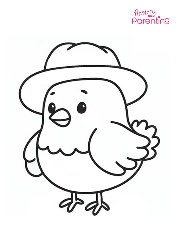 Chicken With A Hat Coloring Page