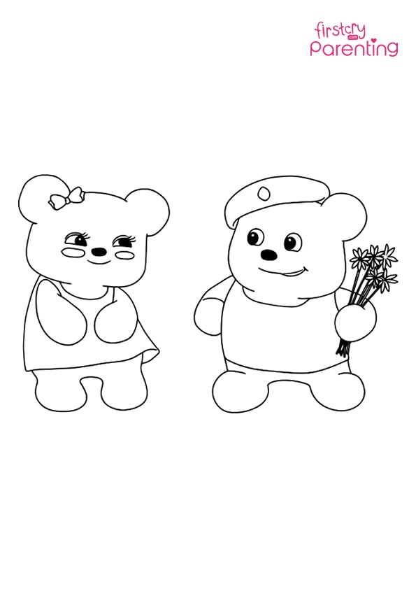 Cute Bear Couple Coloring Page