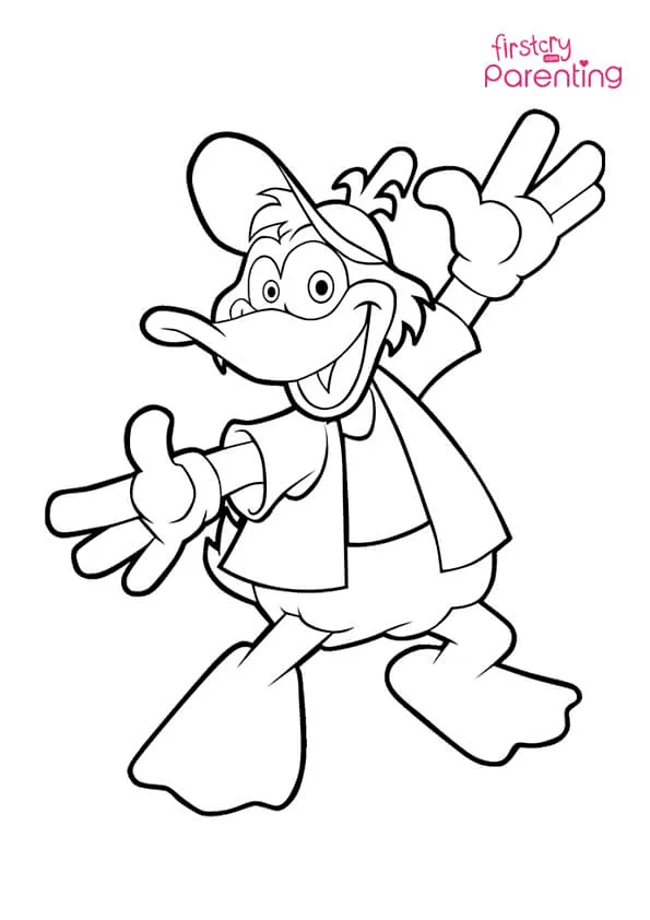 Cute Cartoon Duck Coloring Page Colouring Pages