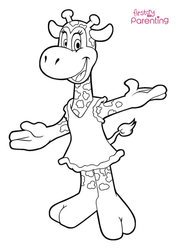 Cute Cartoon Giraffe Coloring Page Colouring Pages