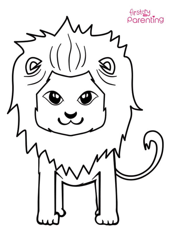 Cute Cartoon Lion Coloring Page for Kids | FirstCry Parenting