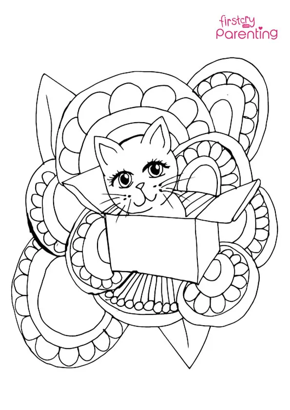 Cute Cat Coloring Page Colouring Pages