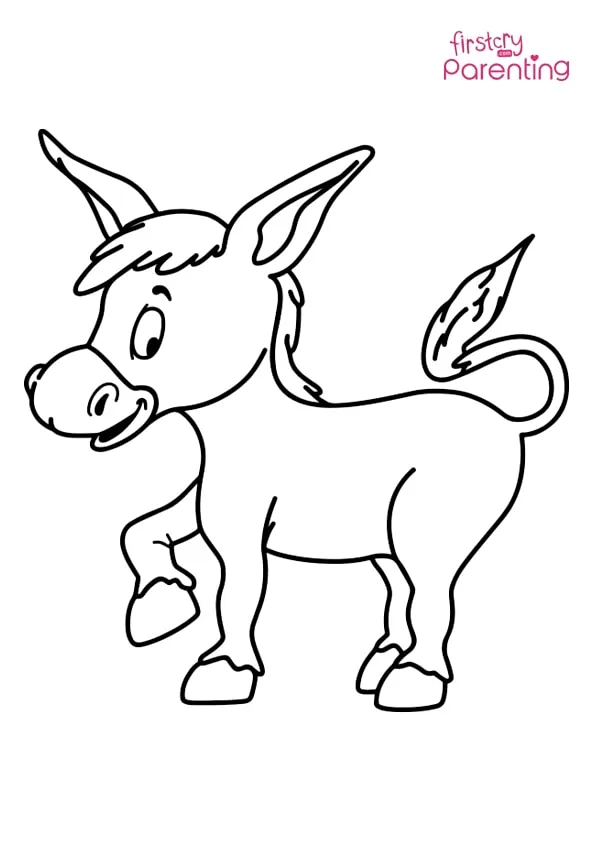 Cute Donkey Coloring Page