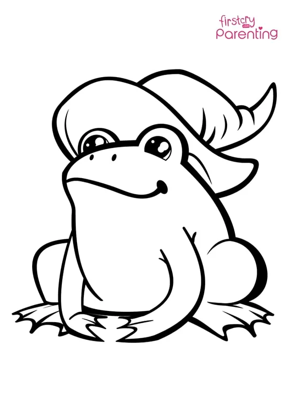 Cute Frog In Witch Hat Coloring Page Cute Frog In Witch Hat Coloring Page