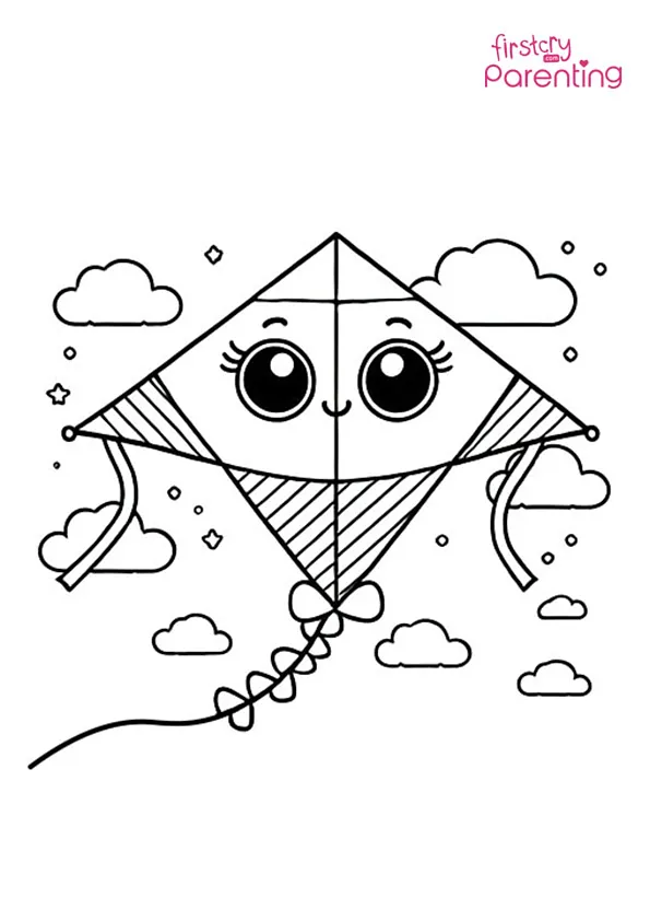 Cute Kite Colouring Page