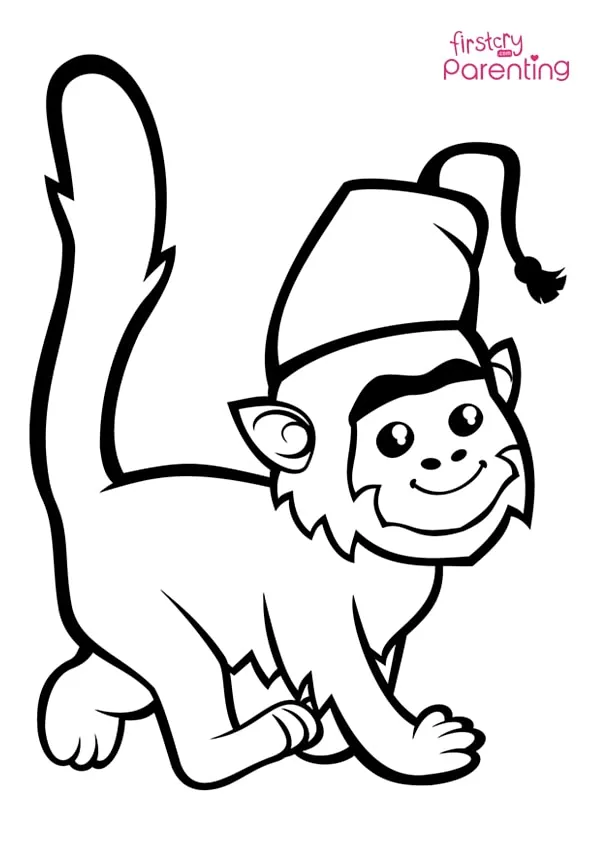 Cute Monkey In Fez Coloring Page Colouring Pages Cute Monkey In Fez Coloring Page Colouring Pages