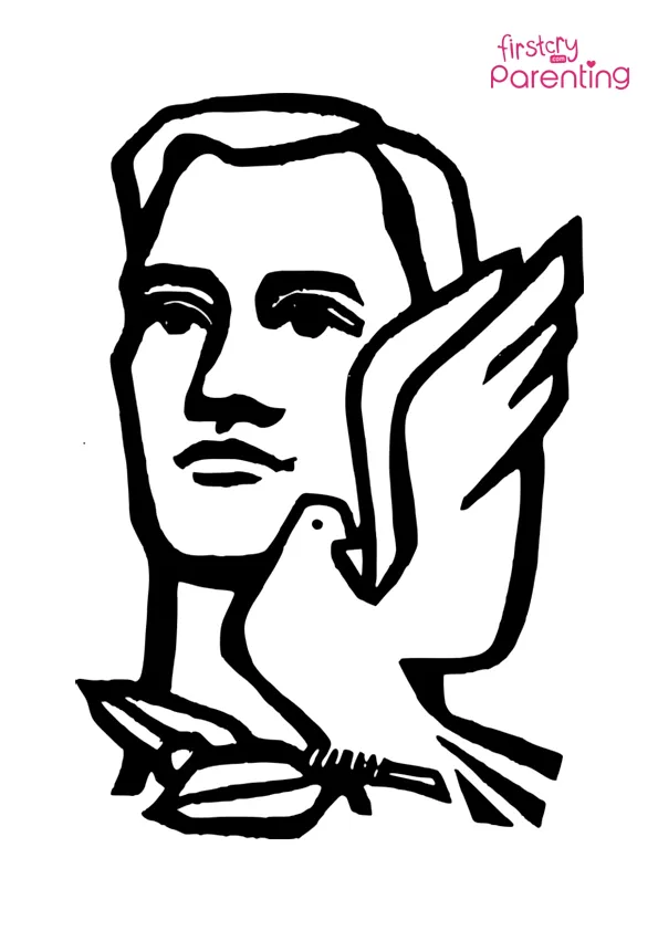 Der Dove Human Peace Rights Tag Coloring Page
