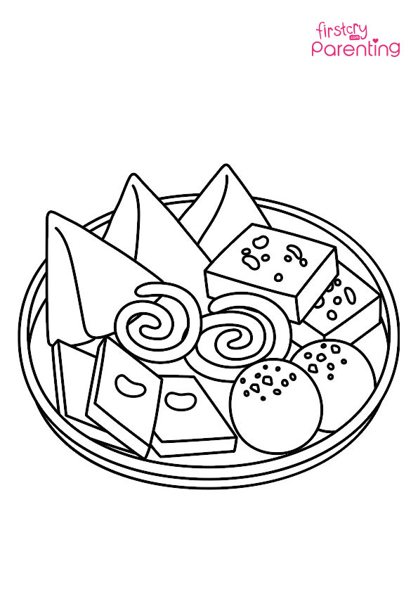 Diwali Sweets Coloring Page