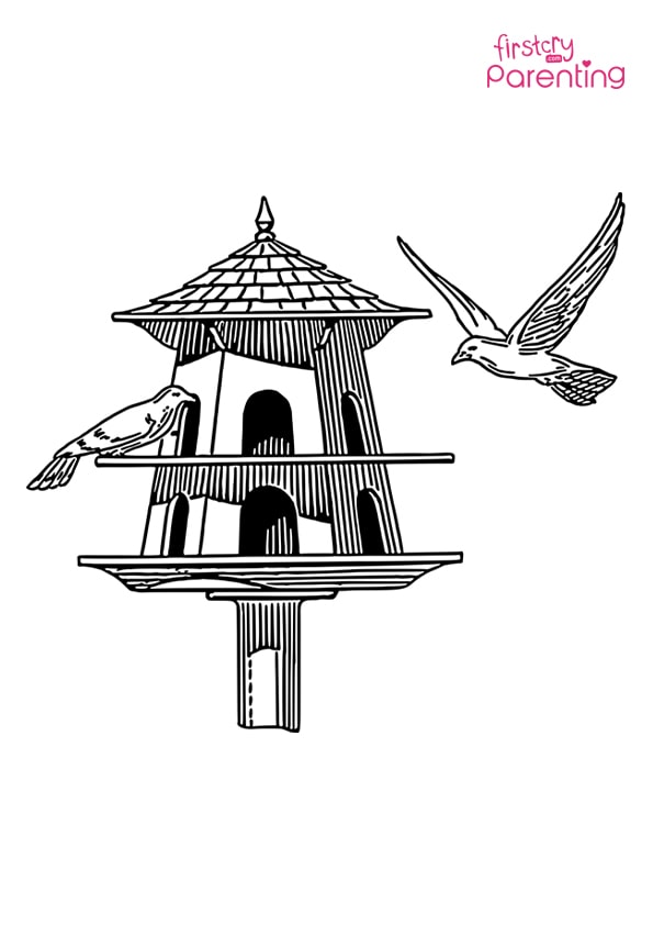 Dove Dovecote Garden House Coloring Page