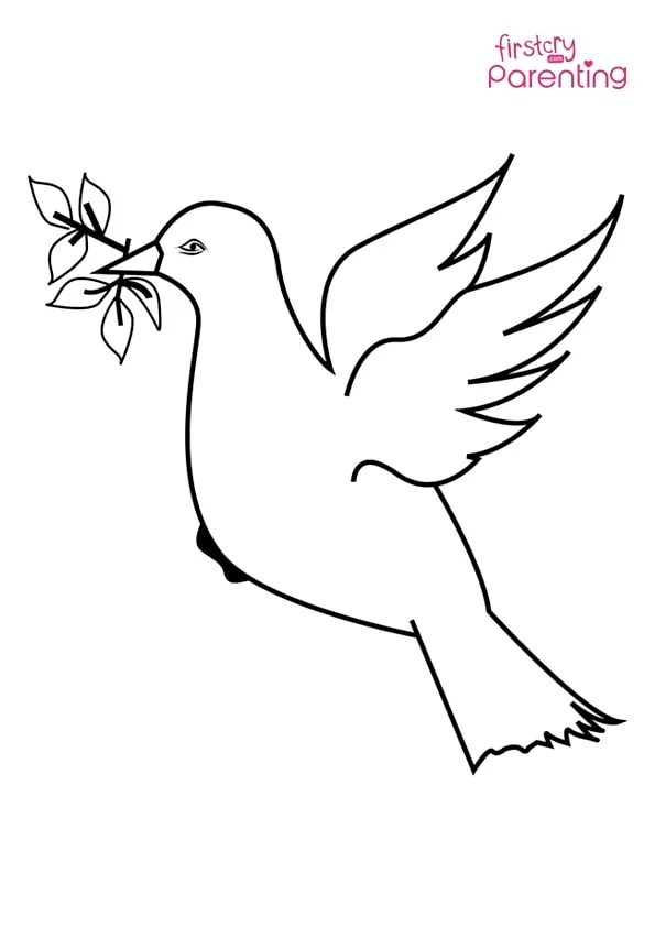 Dove With Leaves Coloring Page