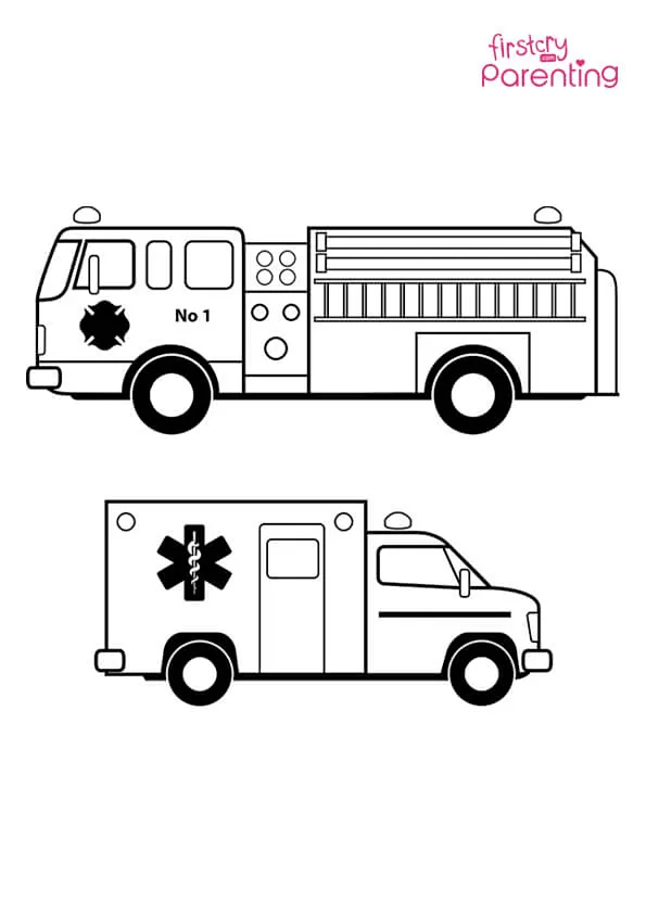 Emergency Fire Truck Coloring Page Colouring Pages