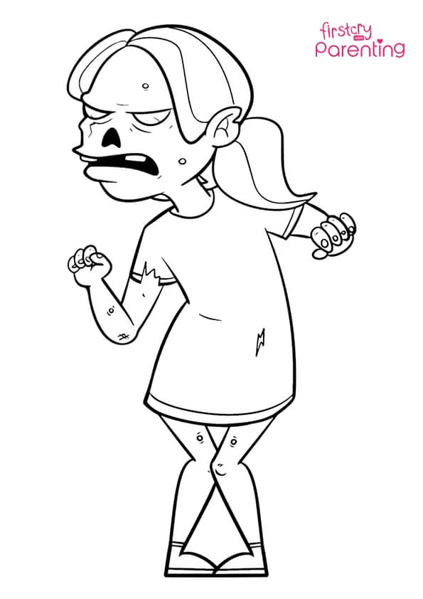 Evil Zombie Girl Coloring Page Evil Zombie Girl Coloring Page