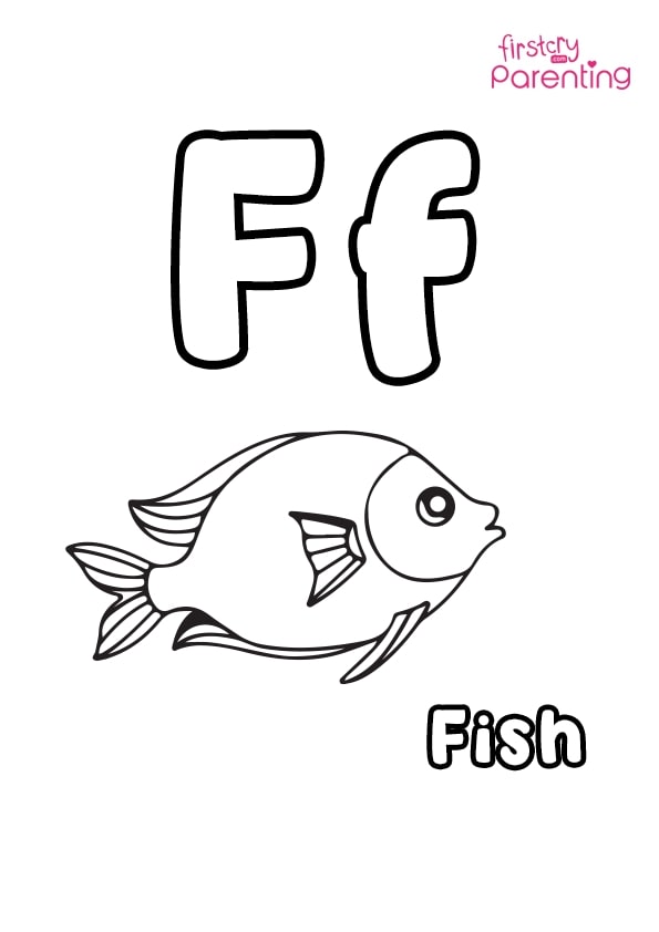 F For Fish Coloring Page for Kids