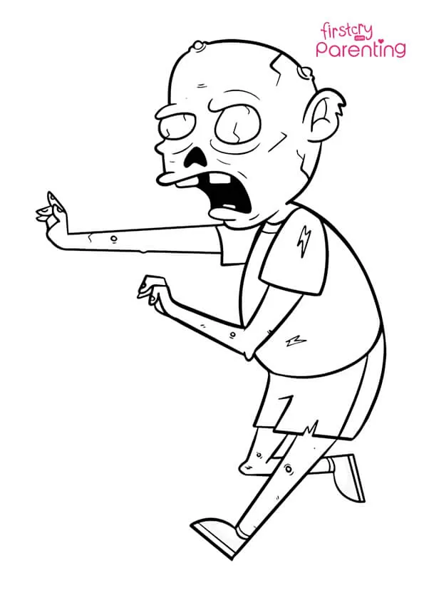 Firghtened Zombie Coloring Page Firghtened Zombie Coloring Page