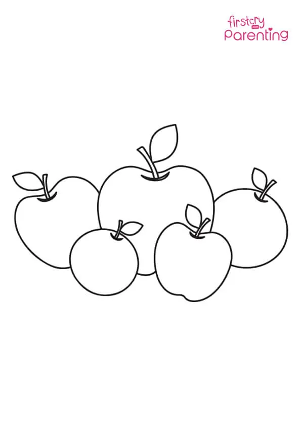 Five Apple Coloring Page Colouring Pages