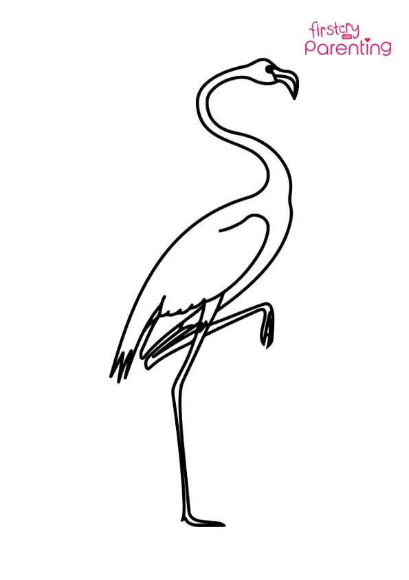 Flamingo Standing One Leg And Searching Coloring Page Colouring Pages