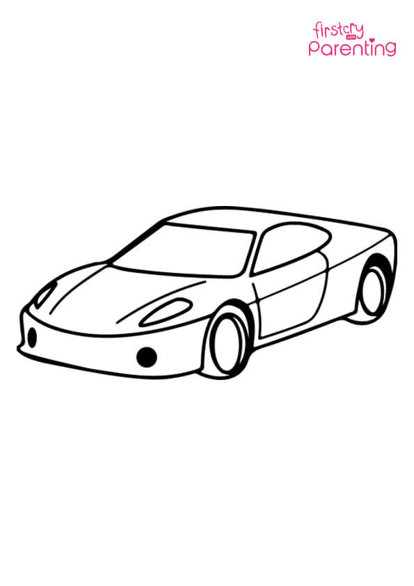 Flat Sports Car Coloring Page