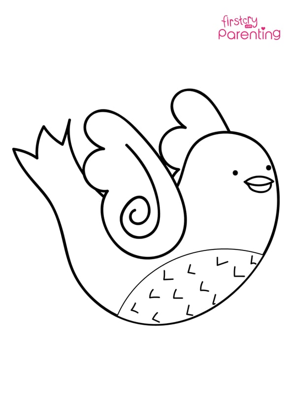 Fluffy Flying Dove Coloring Page